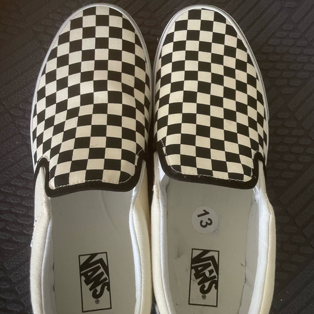 Vans Classic Checkerboard Slip-Ons in Black and White - US men’s 13 new no box